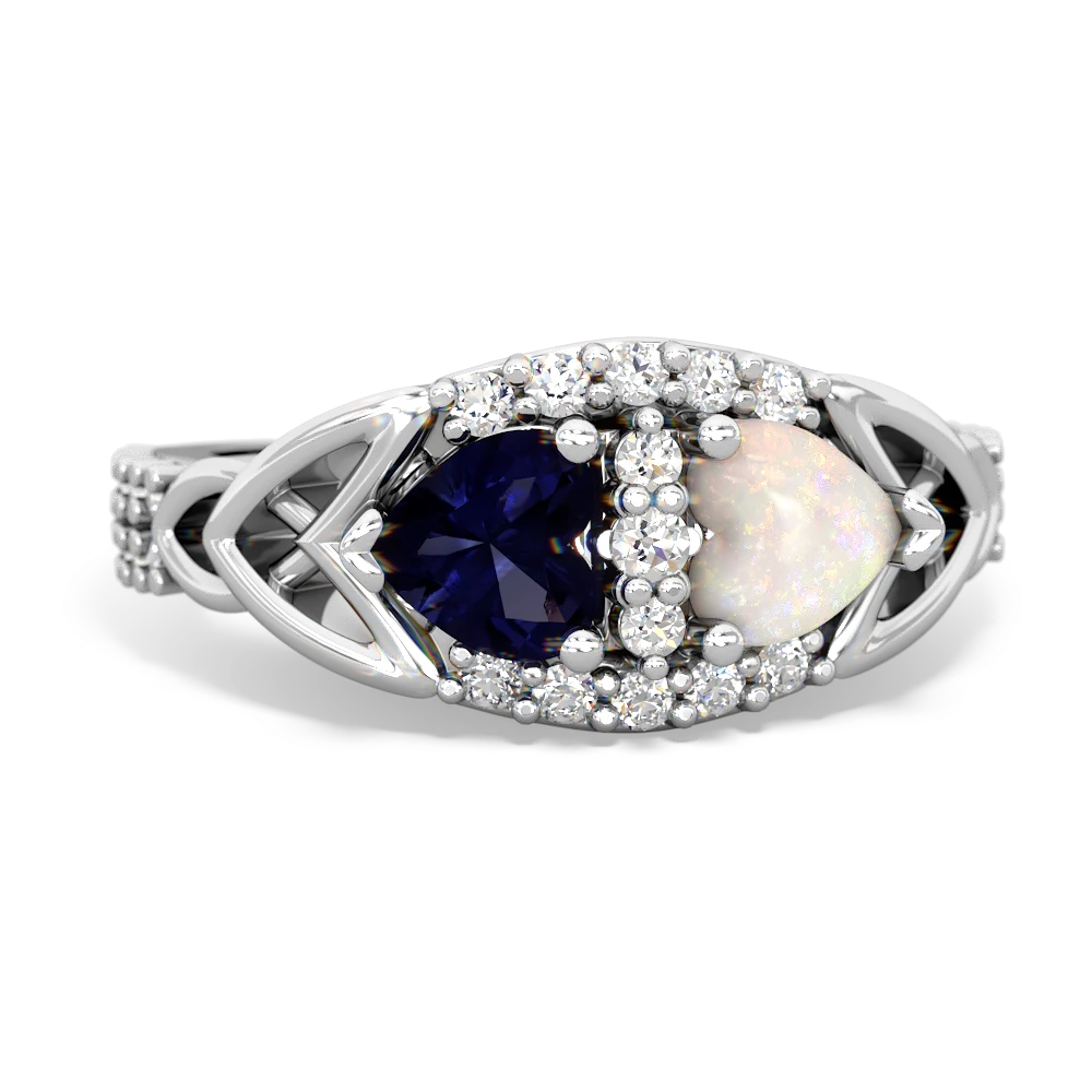 Sapphire Sparkling Celtic Knot 14K White Gold ring R2645