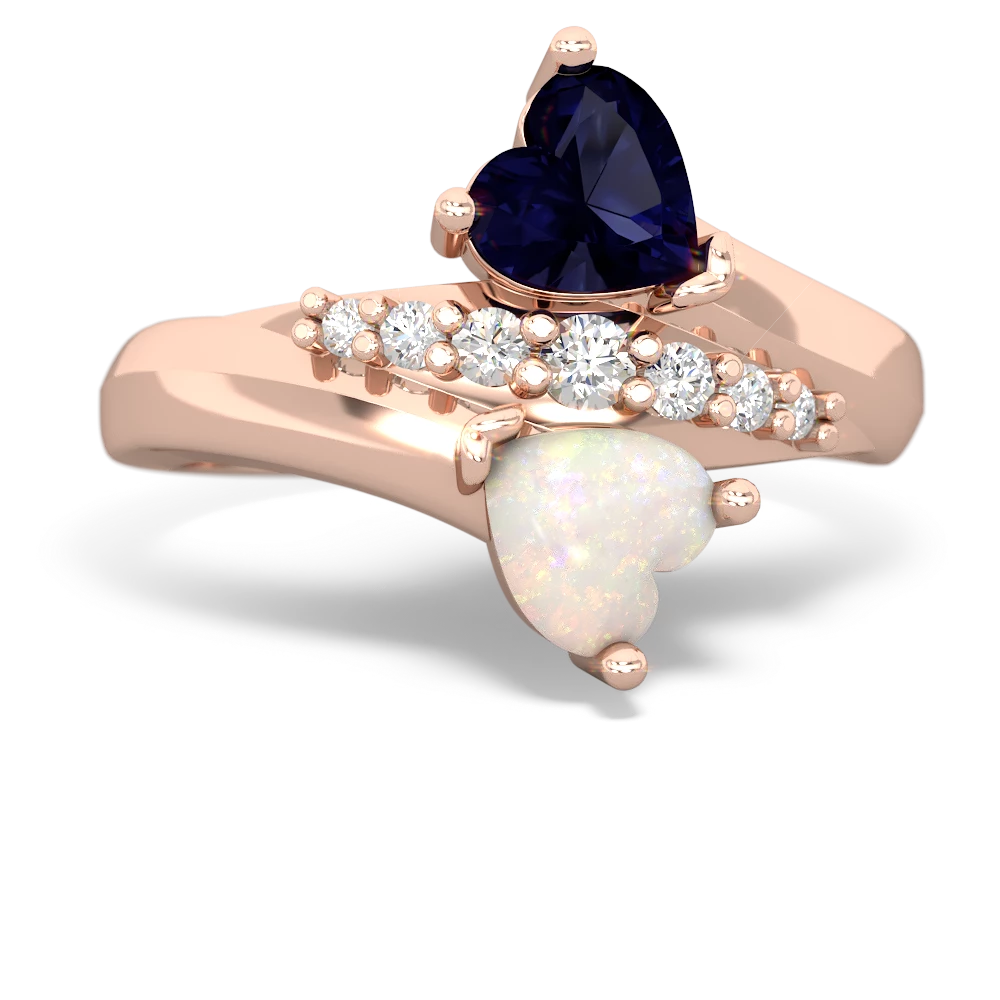 Sapphire Heart To Heart 14K Rose Gold ring R2064