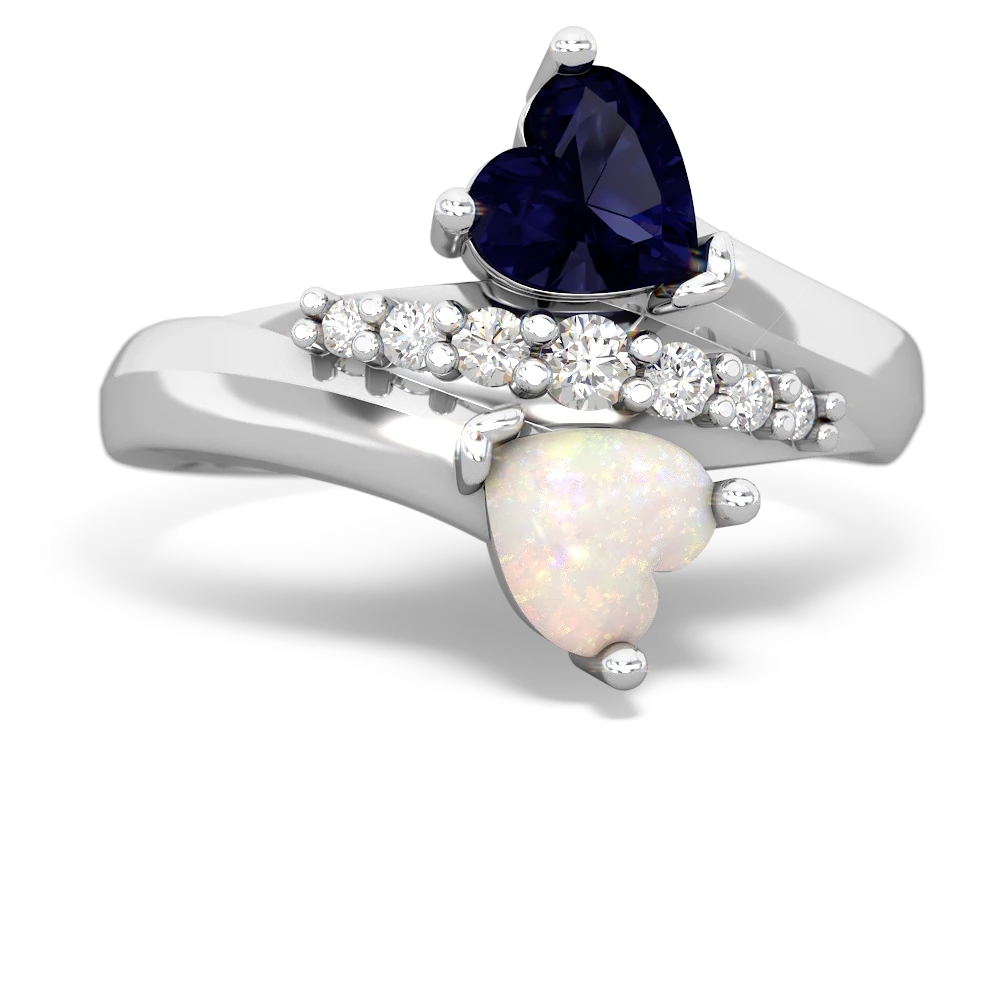 Sapphire Heart To Heart 14K White Gold ring R2064