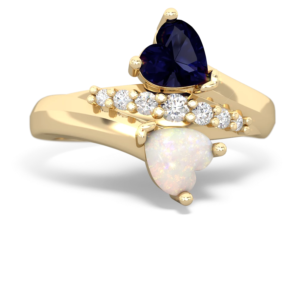 Sapphire Heart To Heart 14K Yellow Gold ring R2064