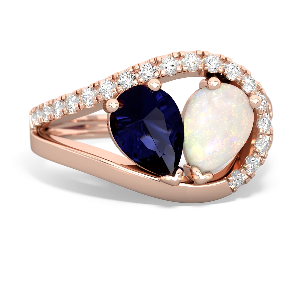 Sapphire Nestled Heart Keepsake 14K Rose Gold ring R5650