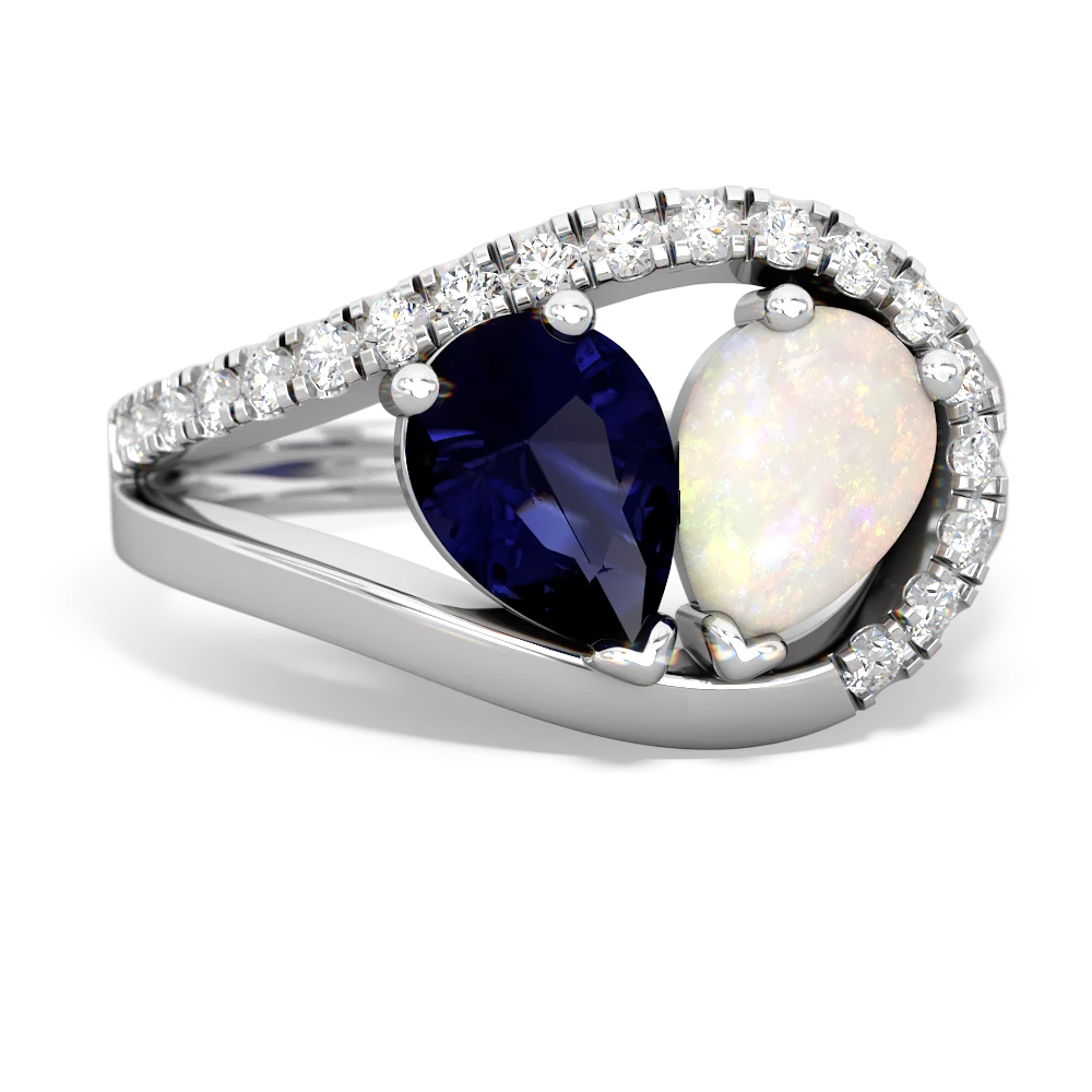 Sapphire Nestled Heart Keepsake 14K White Gold ring R5650