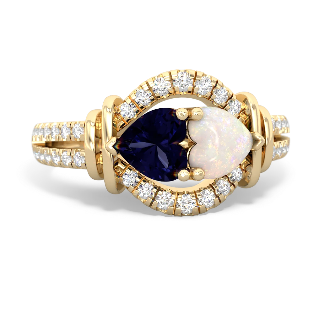 Sapphire Art-Deco Keepsake 14K Yellow Gold ring R5630