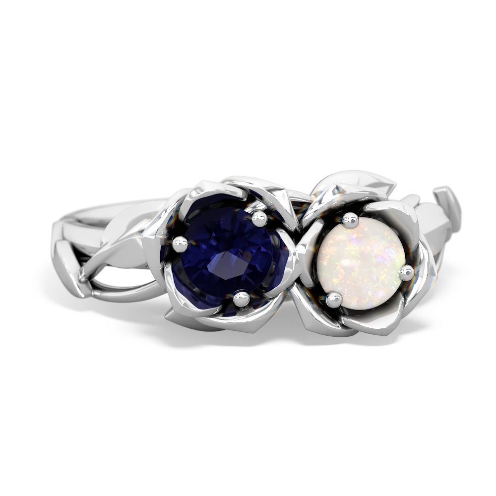 Sapphire Rose Garden 14K White Gold ring R5510