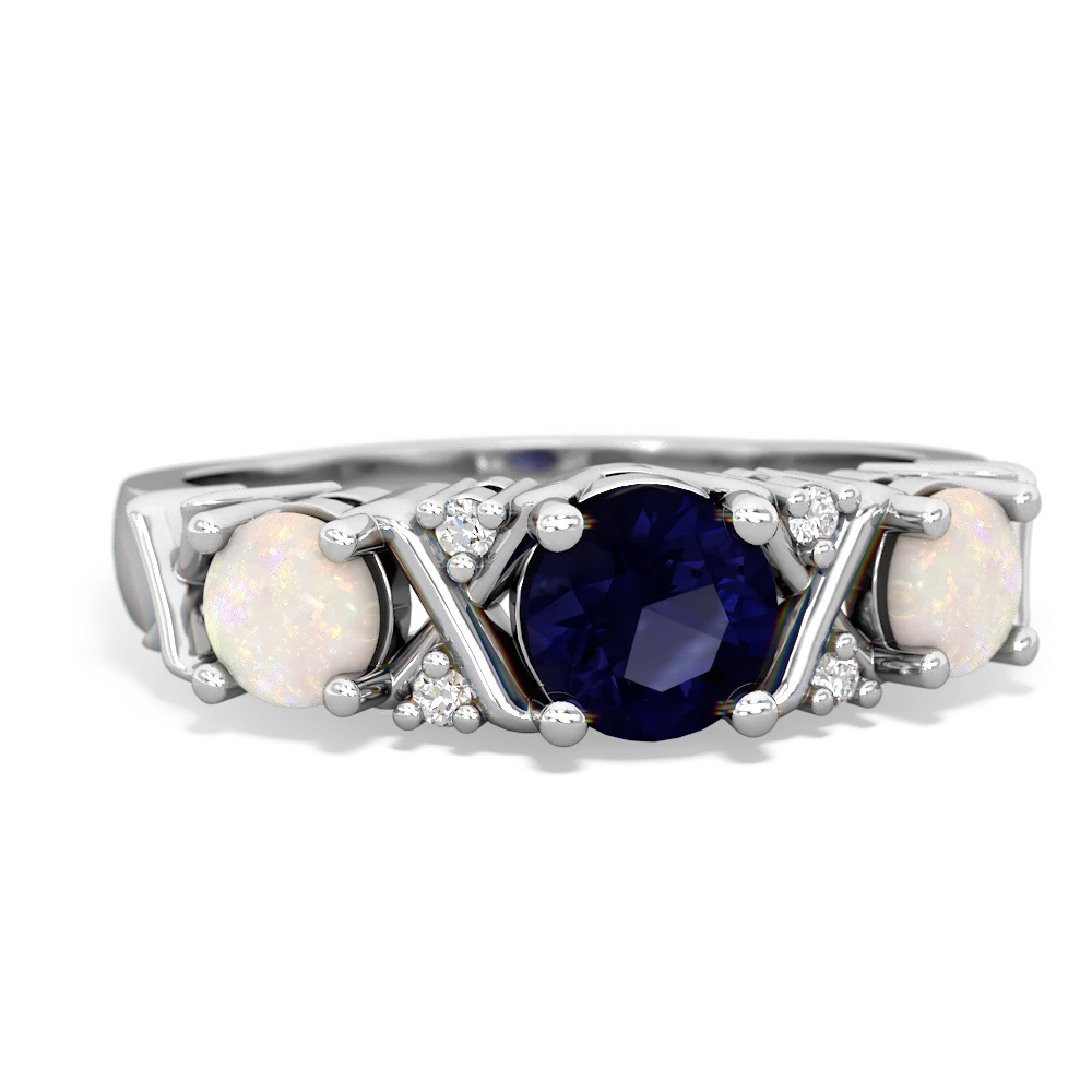 Sapphire Hugs And Kisses 14K White Gold ring R5016