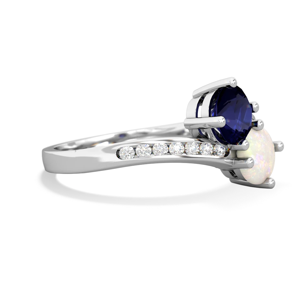 Sapphire Channel Set Two Stone 14K White Gold ring R5303