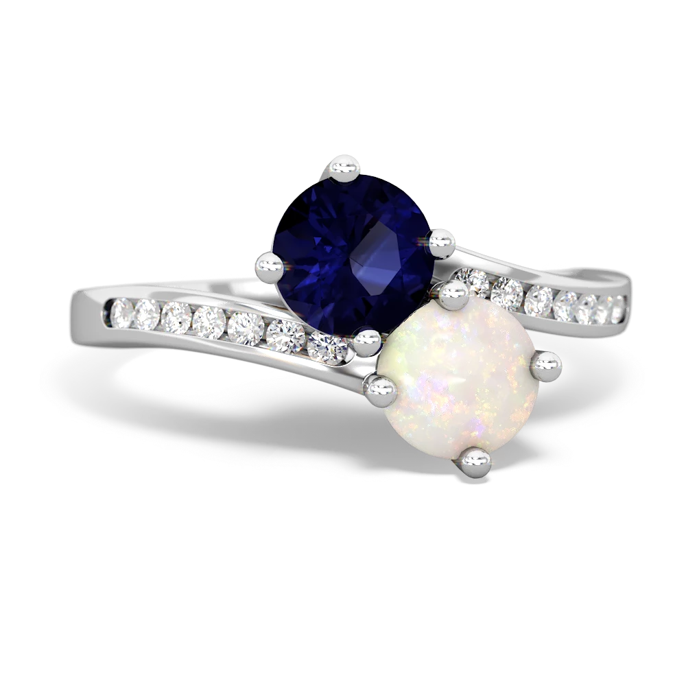 Sapphire Channel Set Two Stone 14K White Gold ring R5303