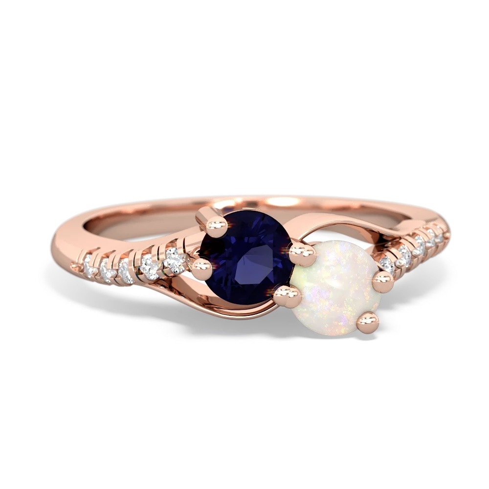 Sapphire Infinity Pave Two Stone 14K Rose Gold ring R5285