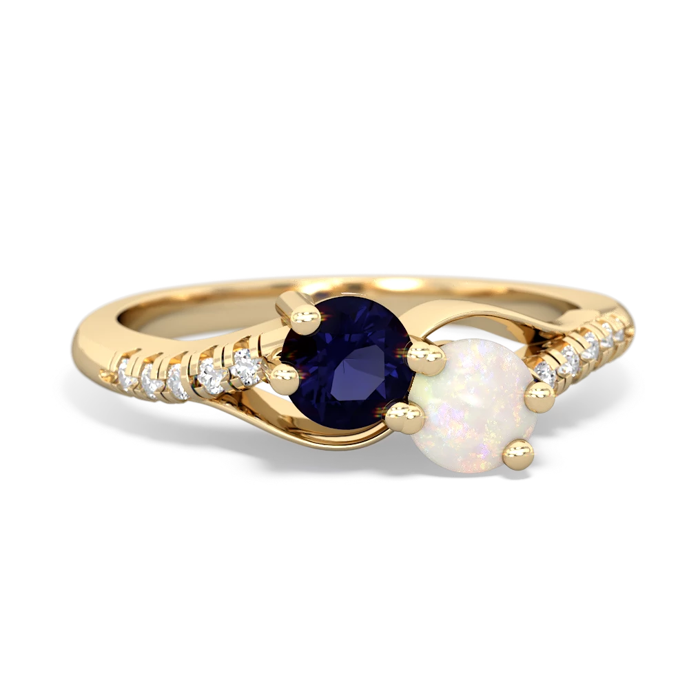 Sapphire Infinity Pave Two Stone 14K Yellow Gold ring R5285