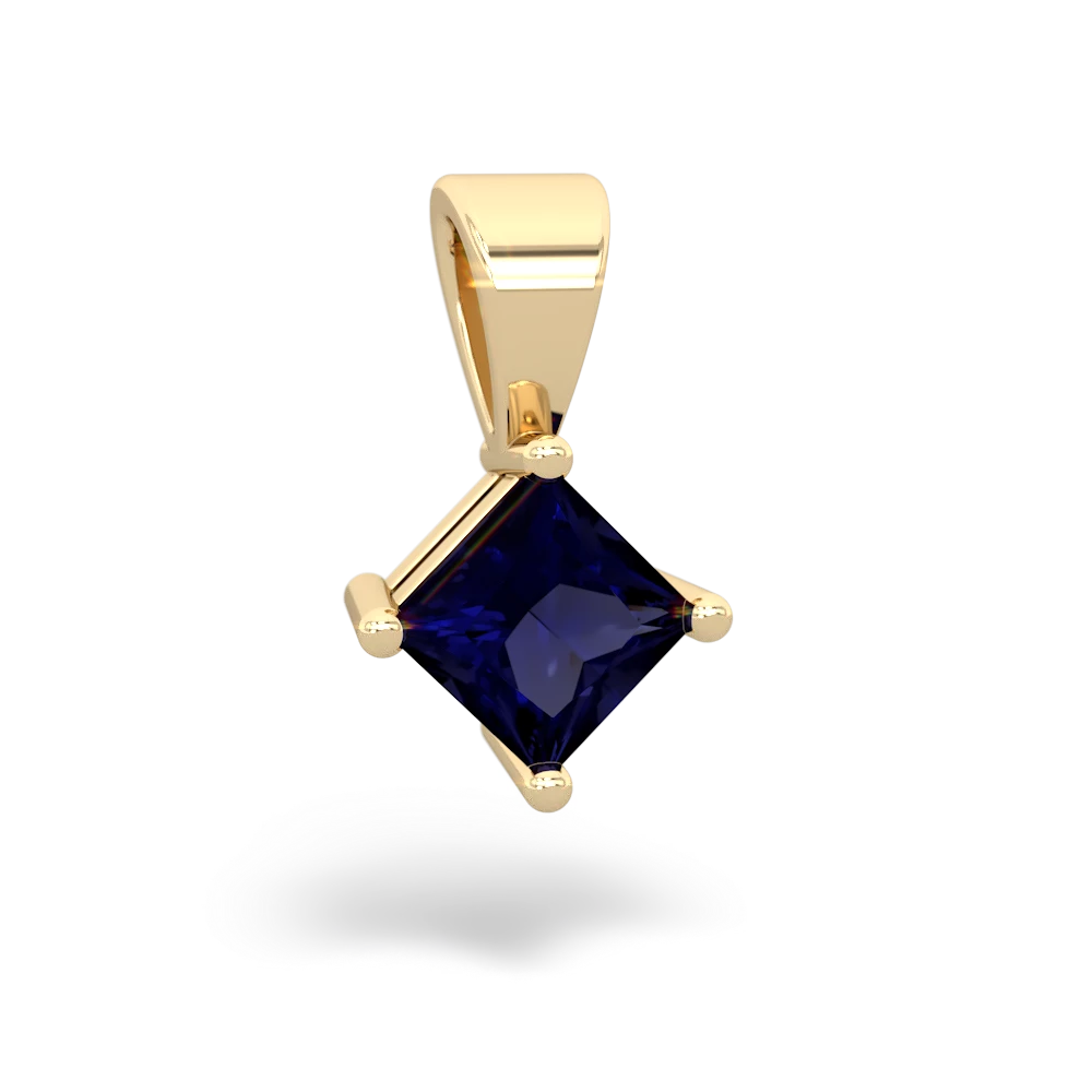 Sapphire 5Mm Princess Solitaire 14K Yellow Gold pendant P1789