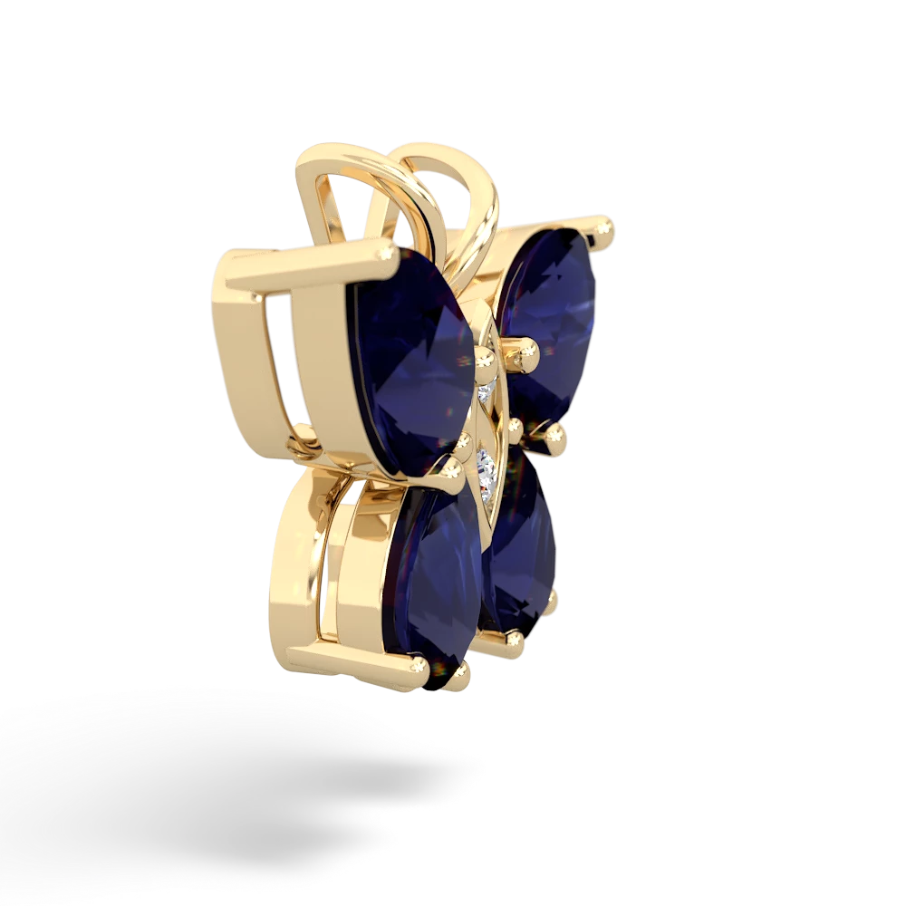 Sapphire Butterfly 14K Yellow Gold pendant P2215