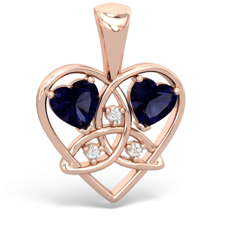 Sapphire Celtic Trinity Heart 14K Rose Gold pendant P5331