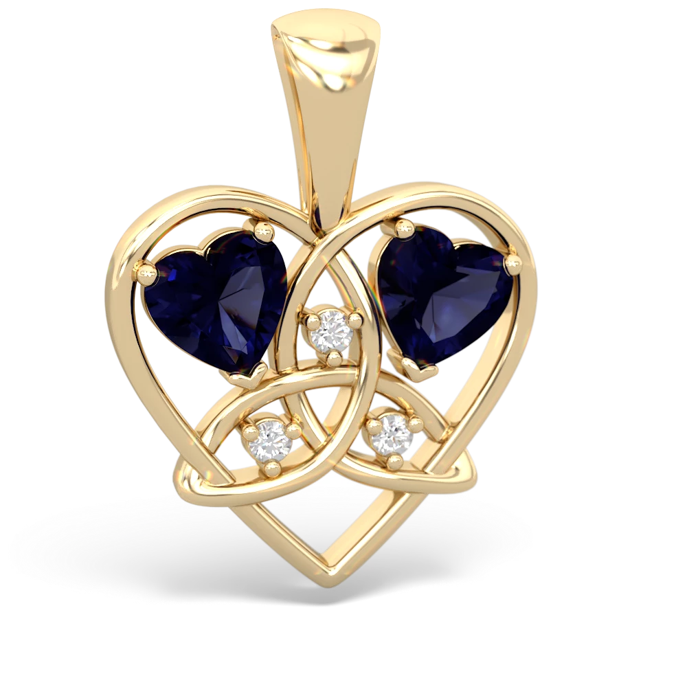 Sapphire Celtic Trinity Heart 14K Yellow Gold pendant P5331