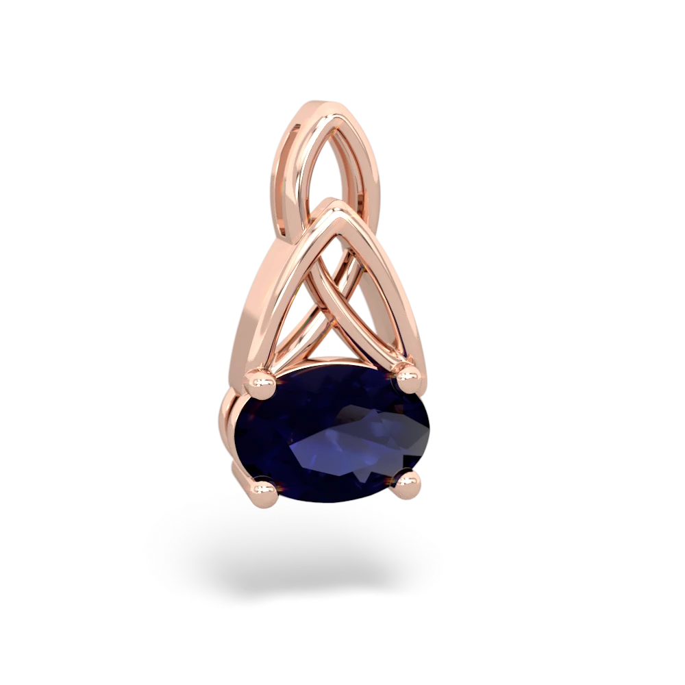 Sapphire Celtic Trinity Knot 14K Rose Gold pendant P2389