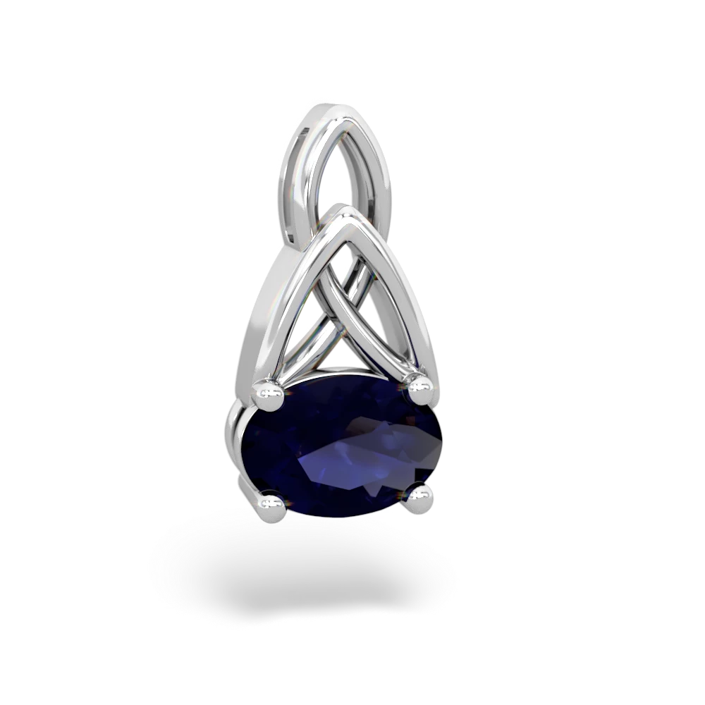 Sapphire Celtic Trinity Knot 14K White Gold pendant P2389