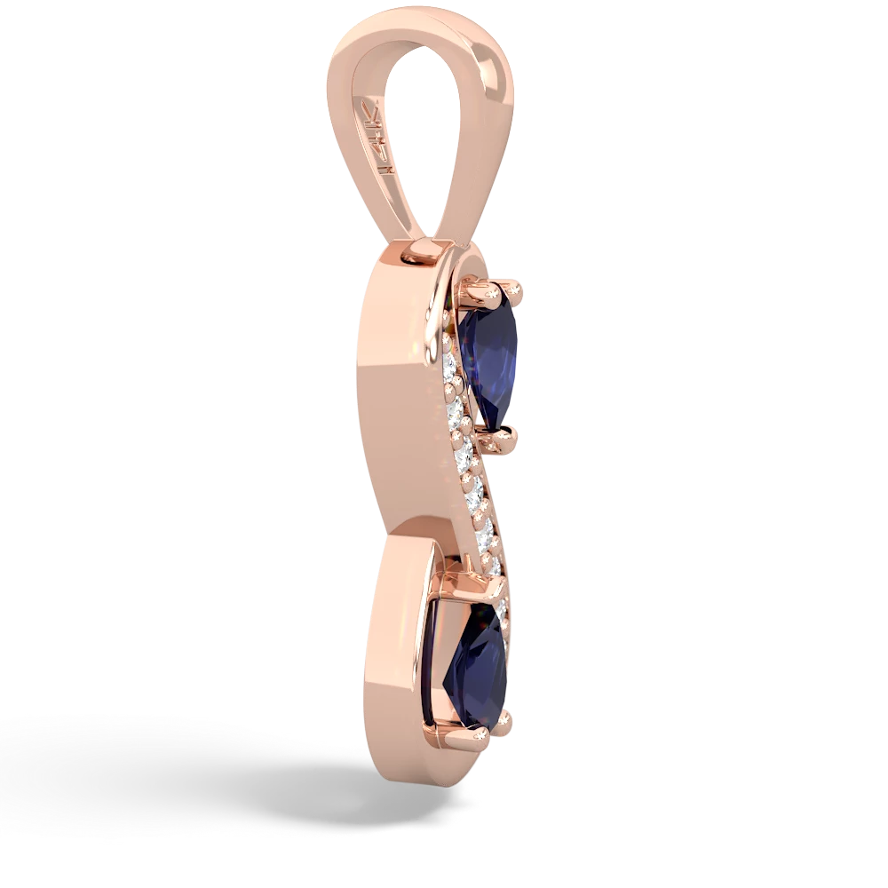 Sapphire Diamond Infinity 14K Rose Gold pendant P5390