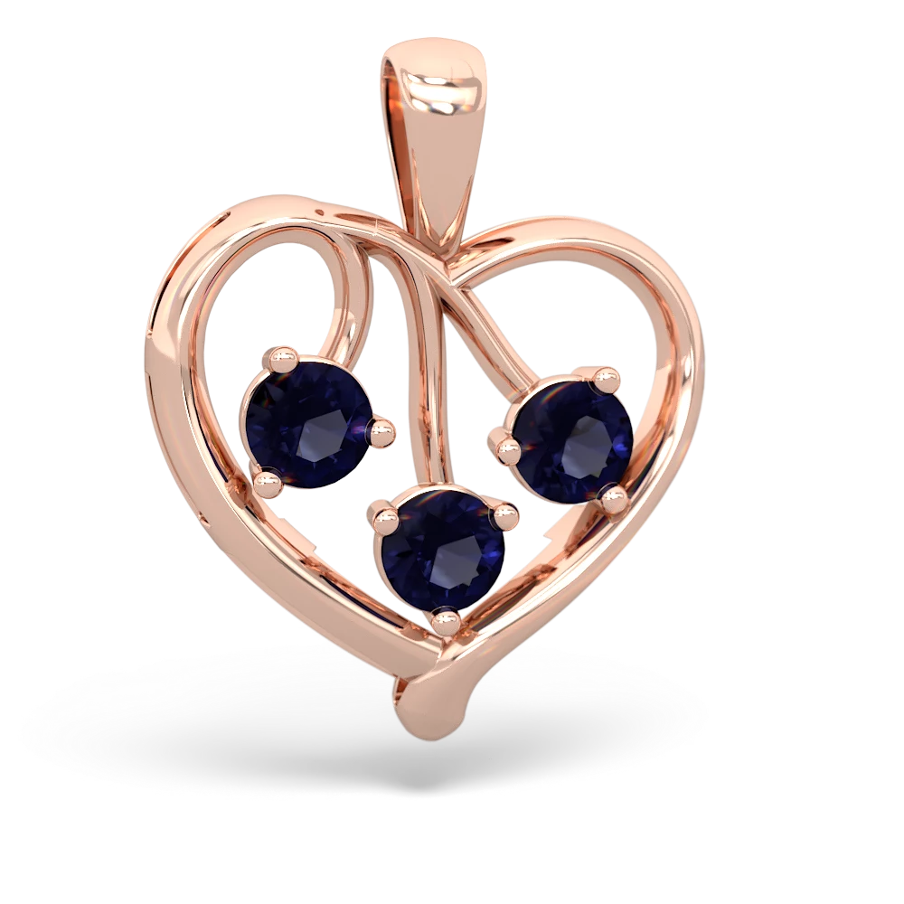 Sapphire Glowing Heart 14K Rose Gold pendant P2233