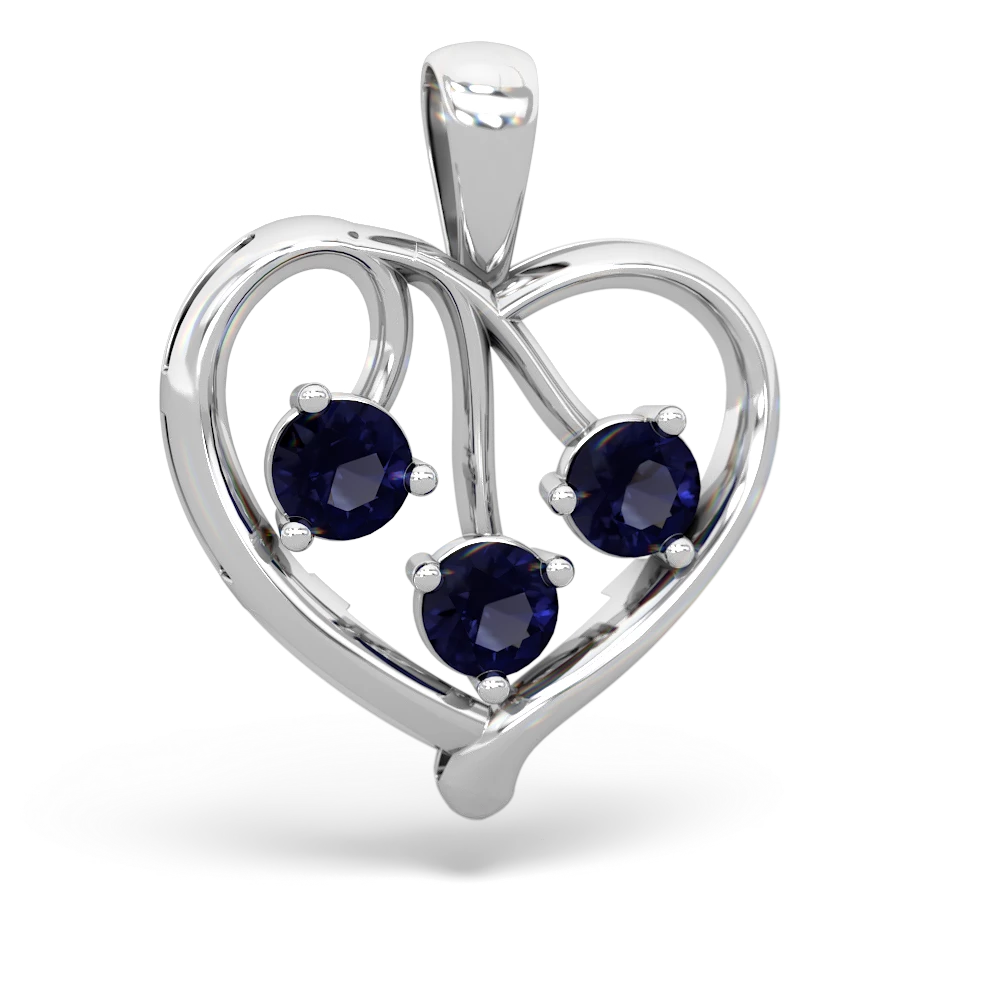 Sapphire Glowing Heart 14K White Gold pendant P2233