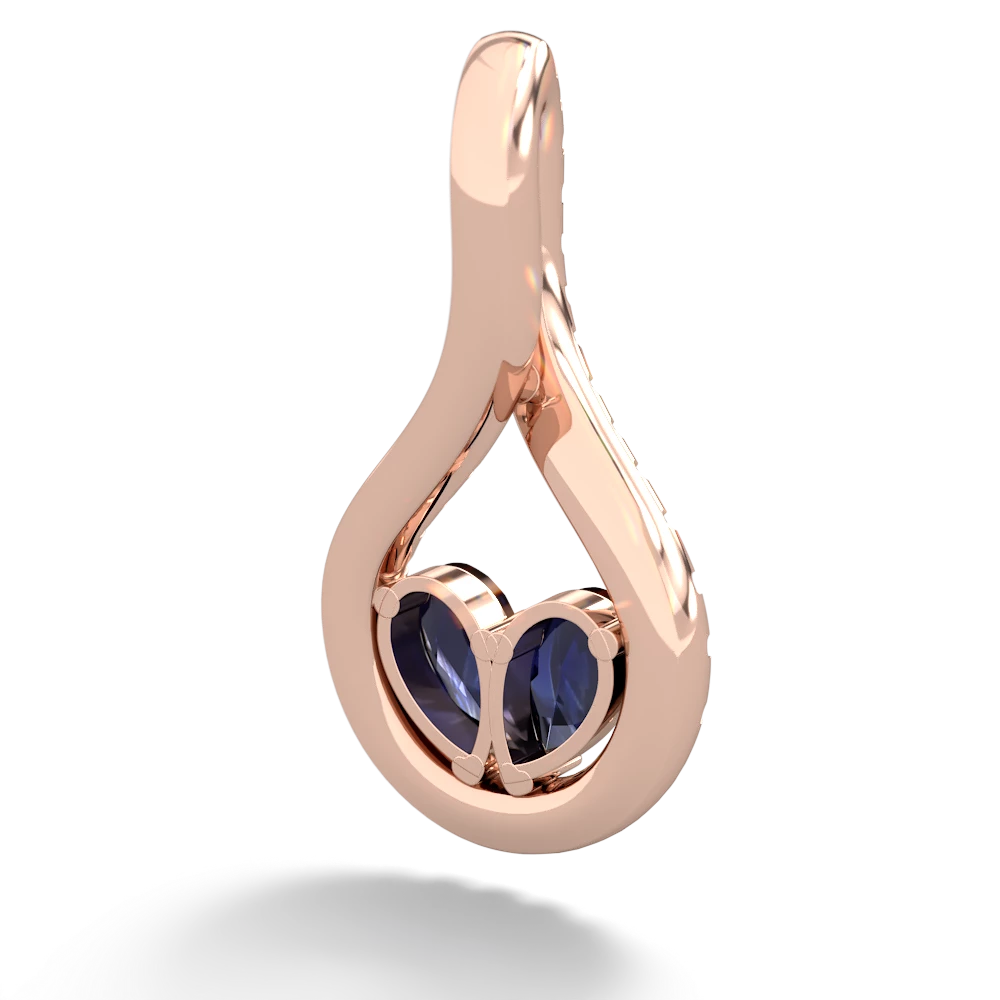 Sapphire Pave Twist 'One Heart' 14K Rose Gold pendant P5360