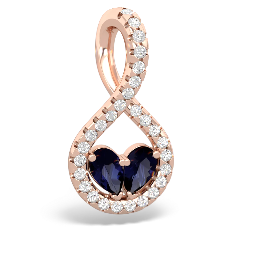 Sapphire Pave Twist 'One Heart' 14K Rose Gold pendant P5360