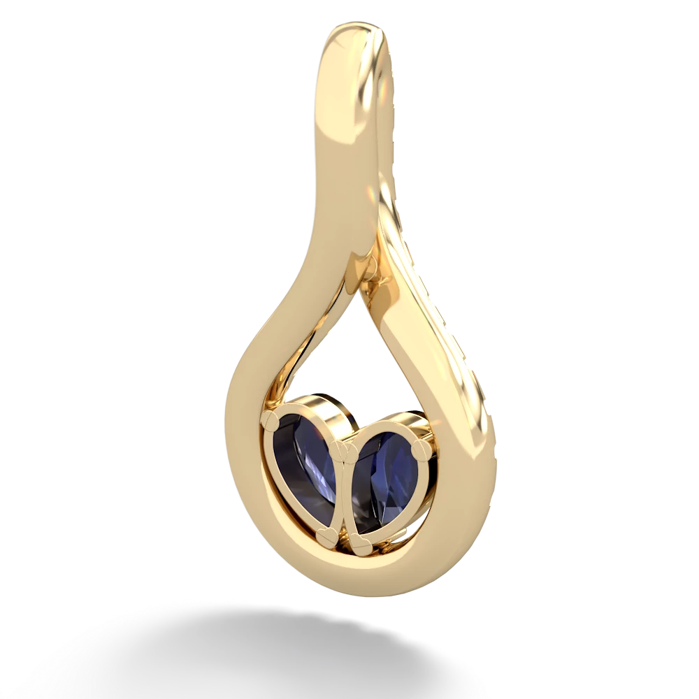 Sapphire Pave Twist 'One Heart' 14K Yellow Gold pendant P5360