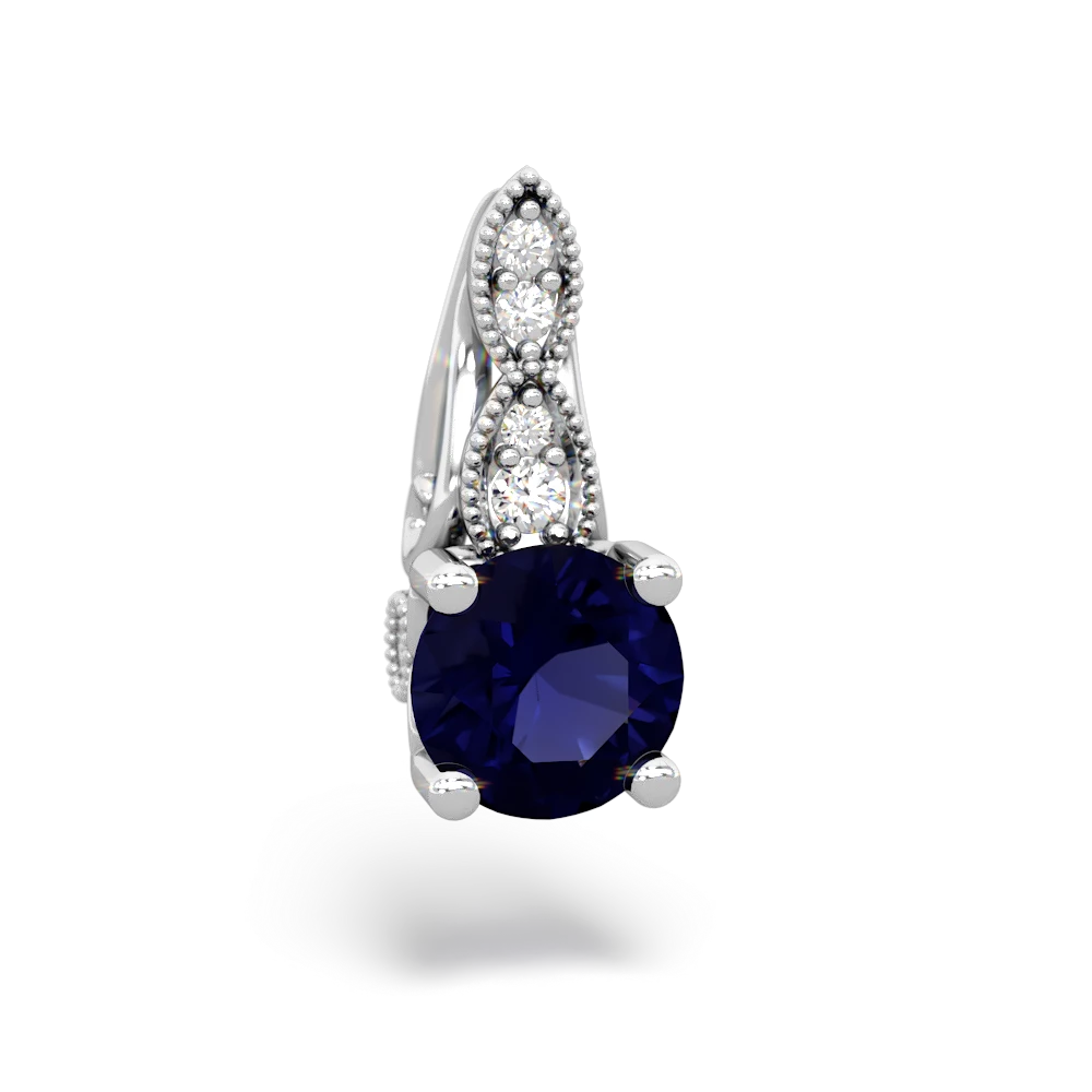 Sapphire Antique Elegance 14K White Gold pendant P3100