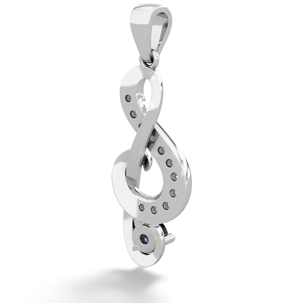 Sapphire G-Clef Music 14K White Gold pendant P5830