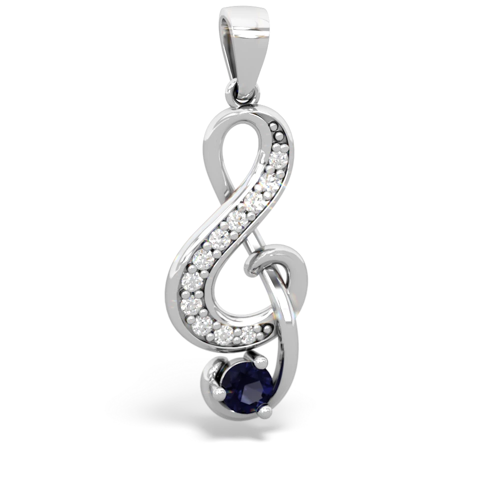 Sapphire G-Clef Music 14K White Gold pendant P5830