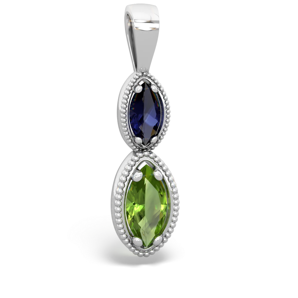 Sapphire Antique-Style Halo 14K White Gold pendant P5700