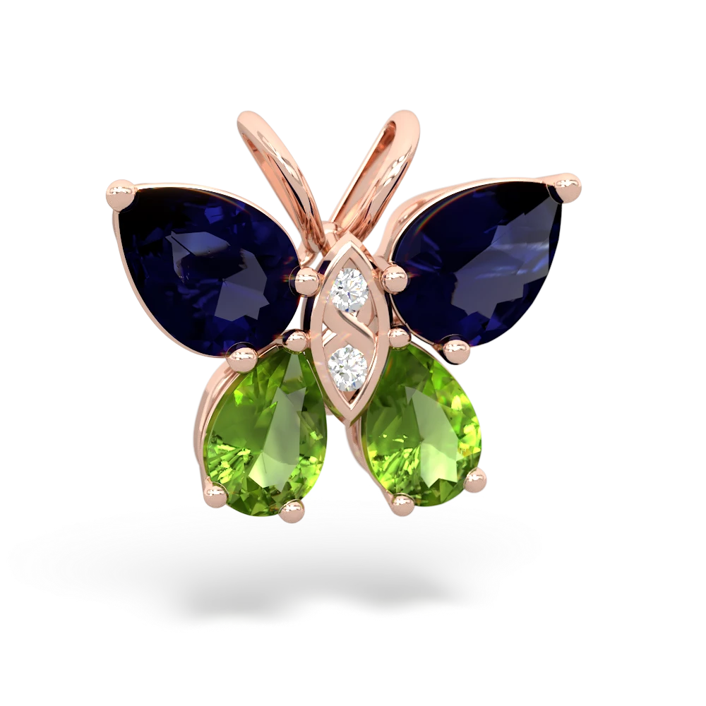 Sapphire Butterfly 14K Rose Gold pendant P2215