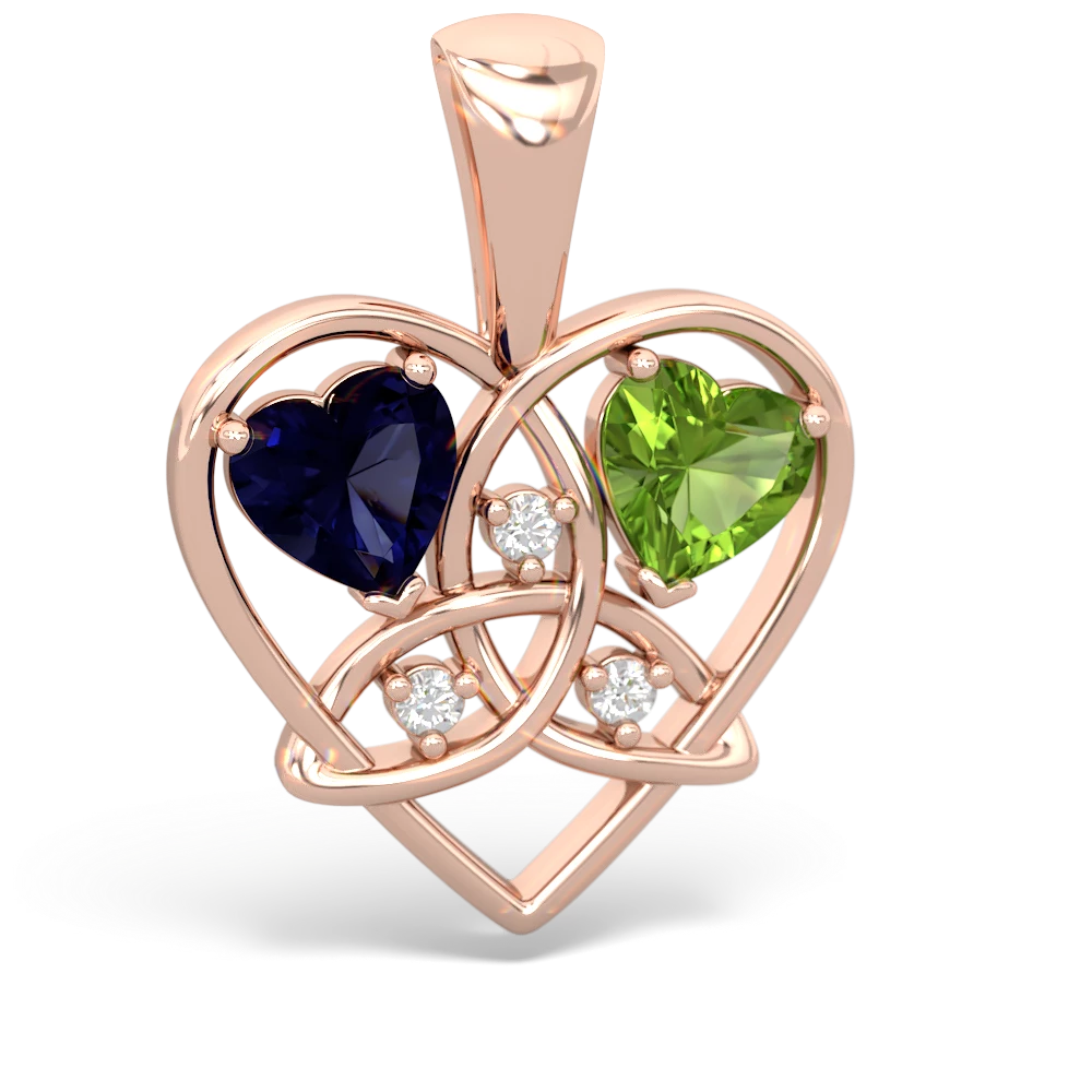 Sapphire Celtic Trinity Heart 14K Rose Gold pendant P5331