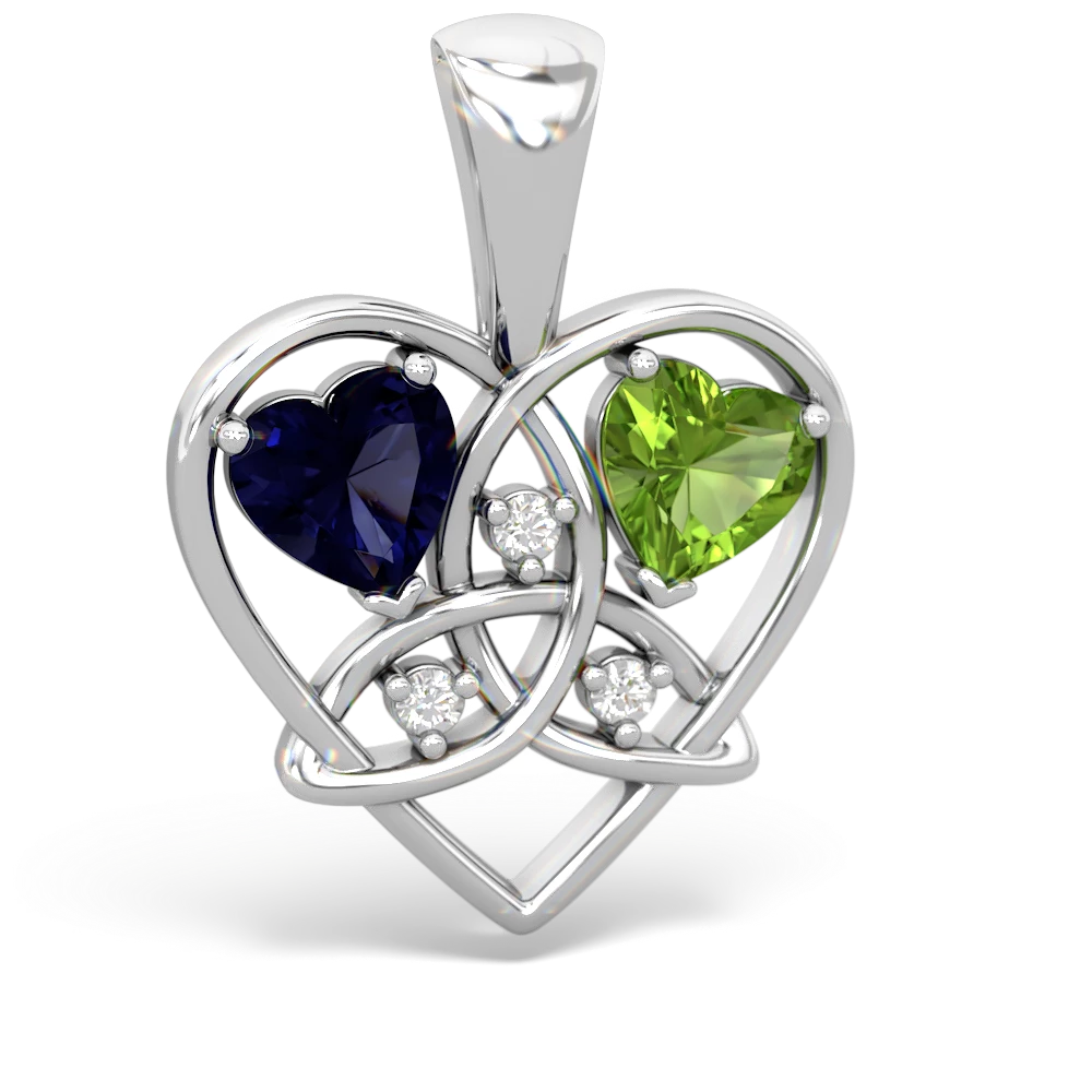 Sapphire Celtic Trinity Heart 14K White Gold pendant P5331