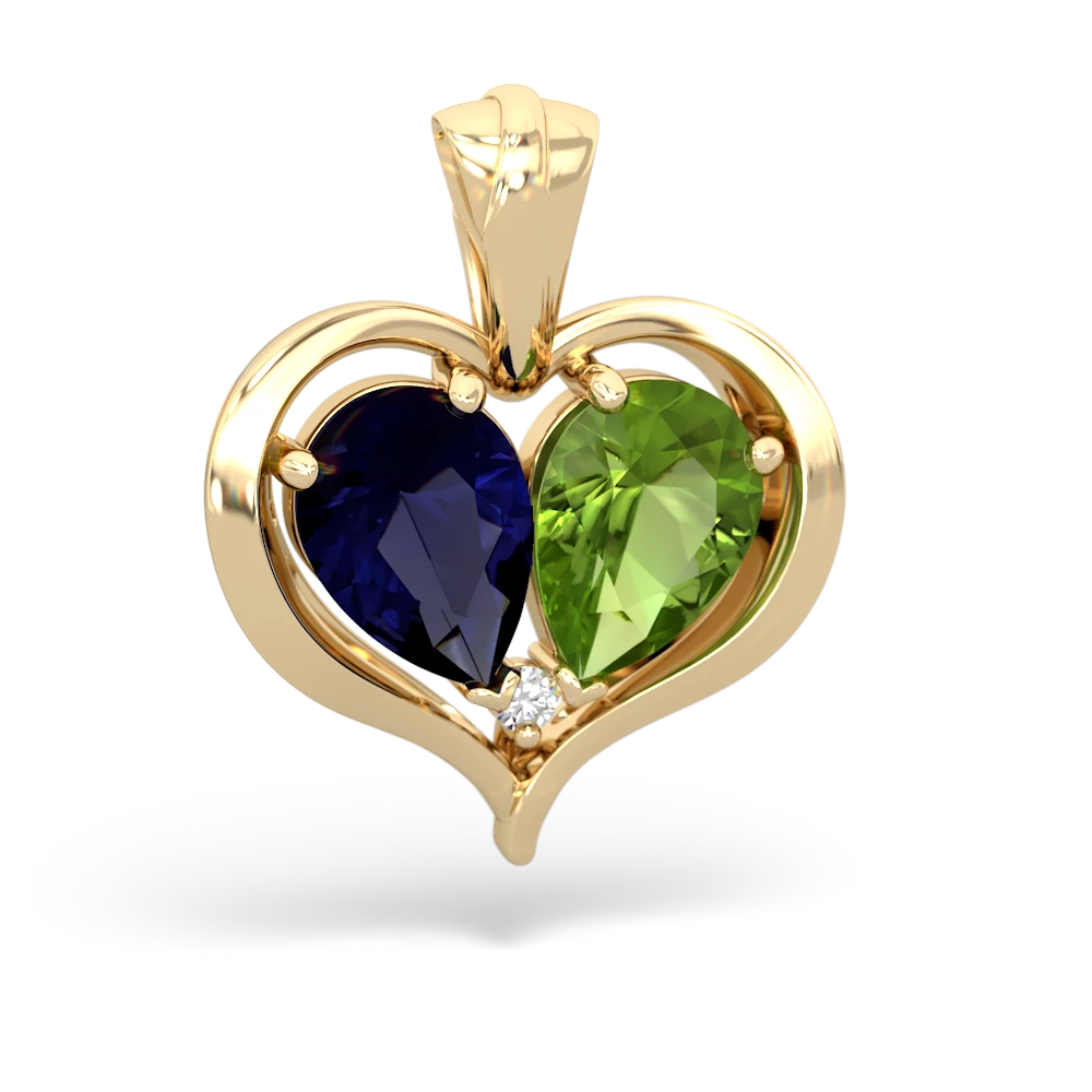 Sapphire Two Become One 14K Yellow Gold pendant P5330