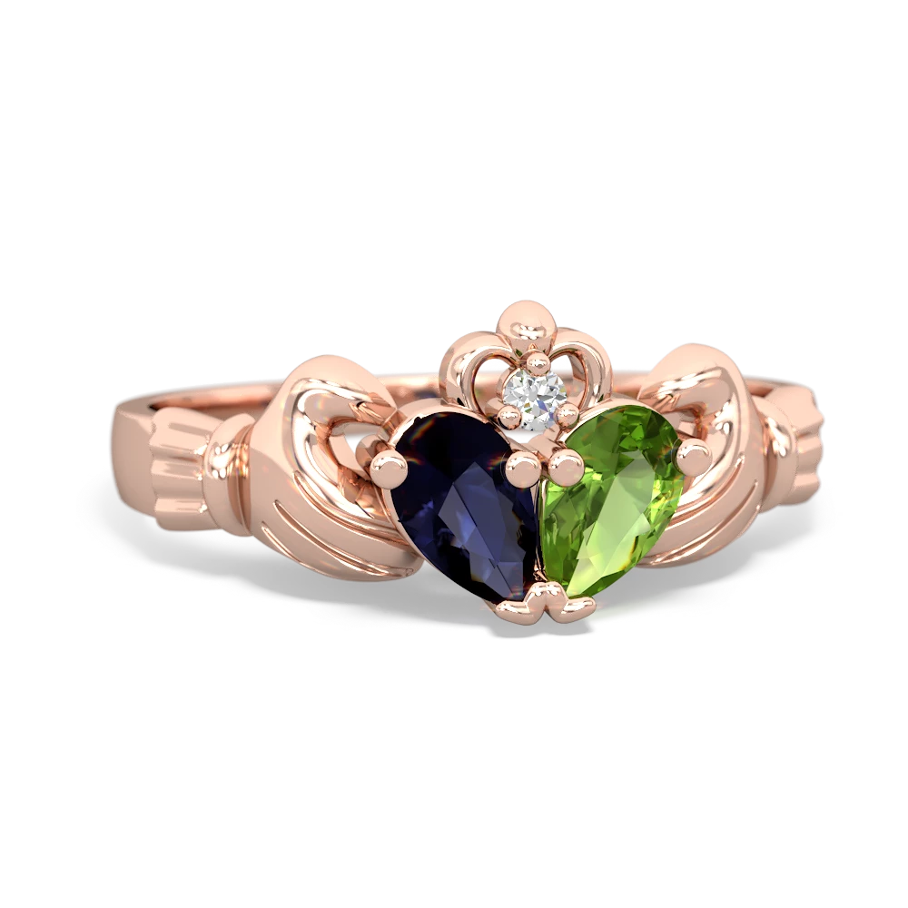 Sapphire 'Our Heart' Claddagh 14K Rose Gold ring R2388