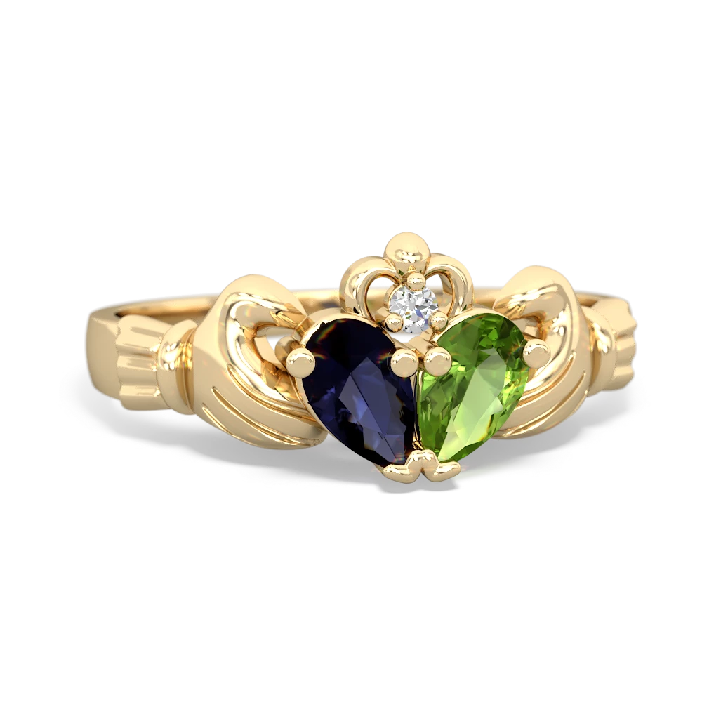 Sapphire 'Our Heart' Claddagh 14K Yellow Gold ring R2388