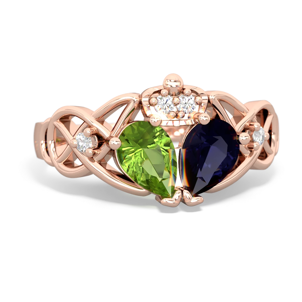 Sapphire 'One Heart' Celtic Knot Claddagh 14K Rose Gold ring R5322