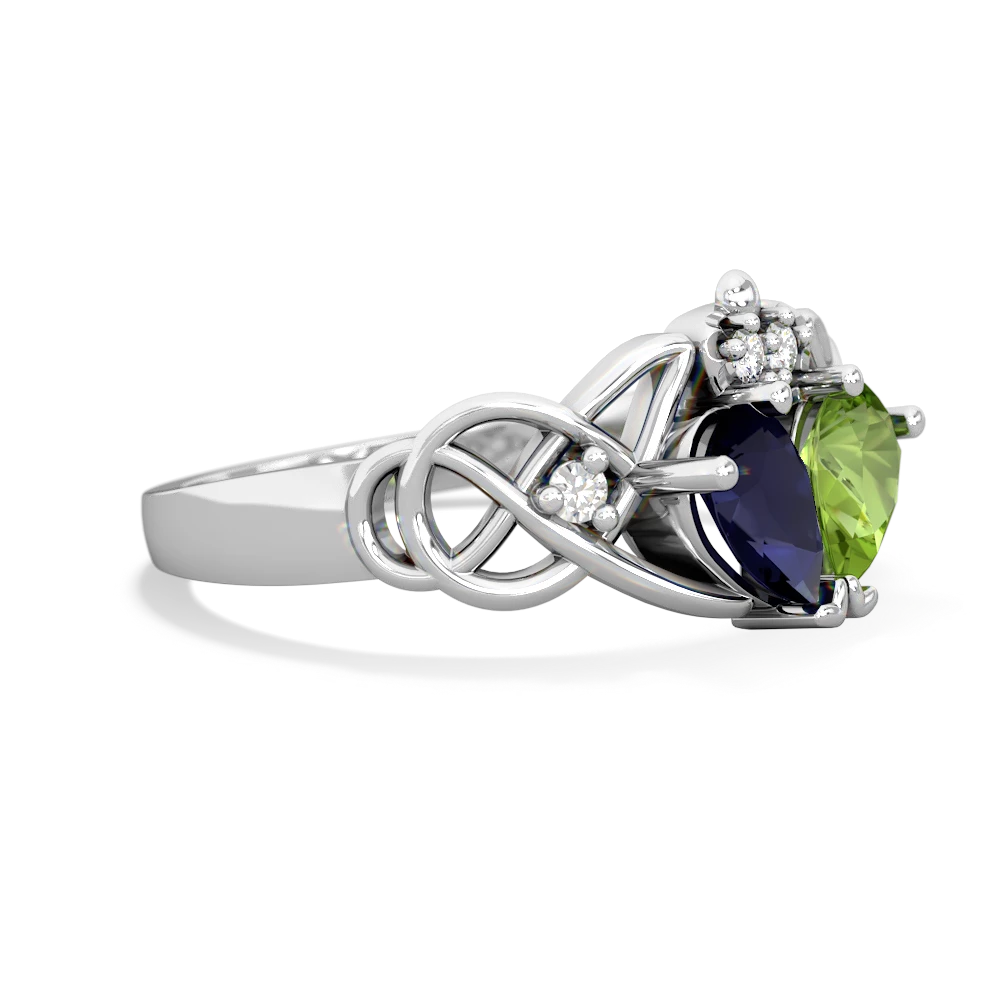 Sapphire 'One Heart' Celtic Knot Claddagh 14K White Gold ring R5322