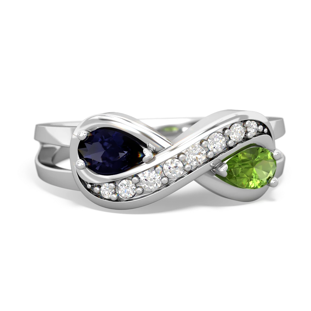 Sapphire Diamond Infinity 14K White Gold ring R5390