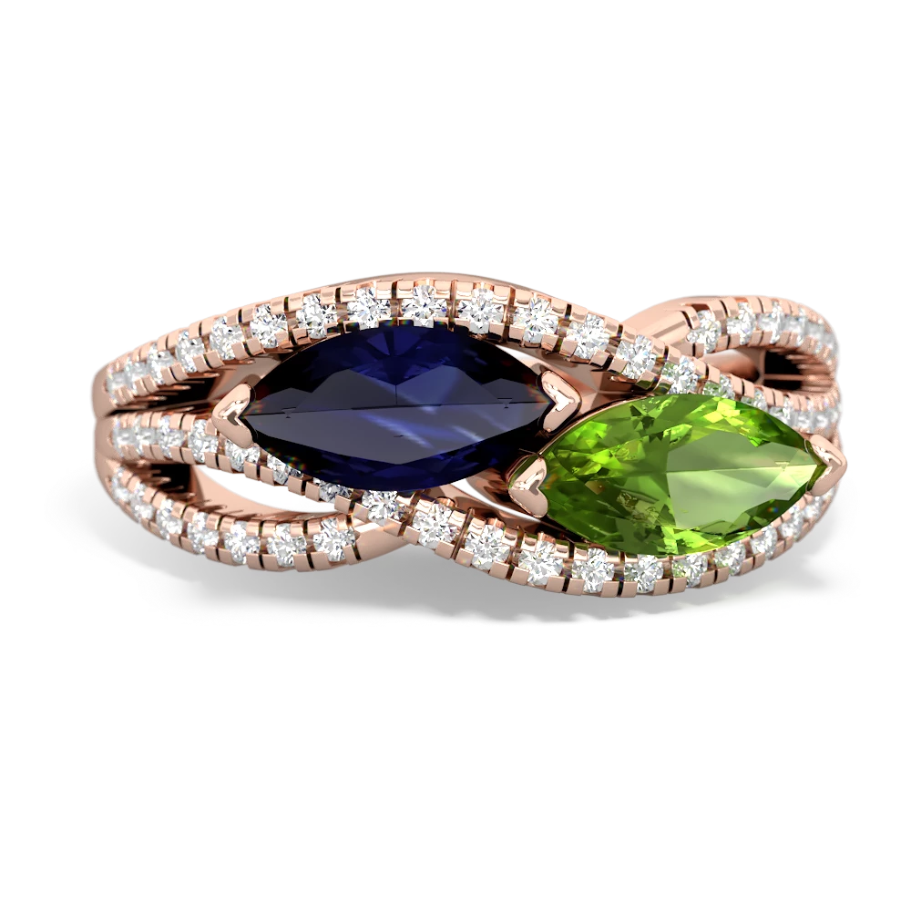 Sapphire Diamond Rivers 14K Rose Gold ring R3070