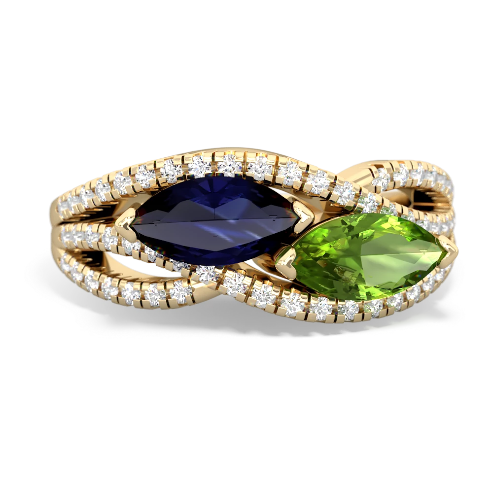 Sapphire Diamond Rivers 14K Yellow Gold ring R3070