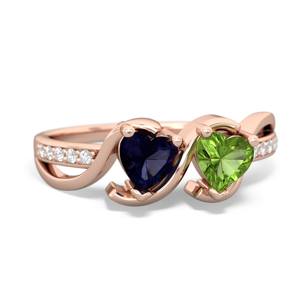 Sapphire Side By Side 14K Rose Gold ring R3090