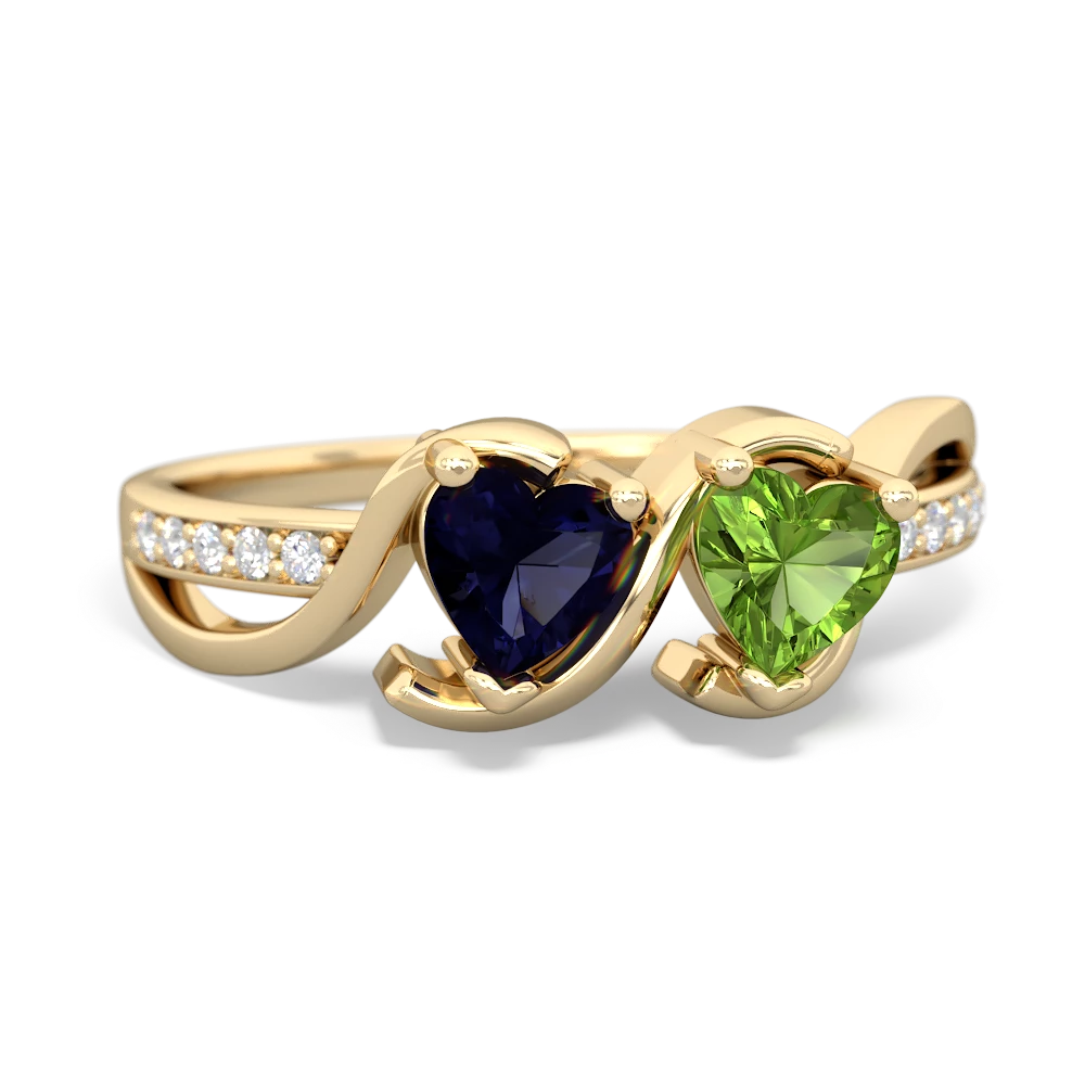 Sapphire Side By Side 14K Yellow Gold ring R3090