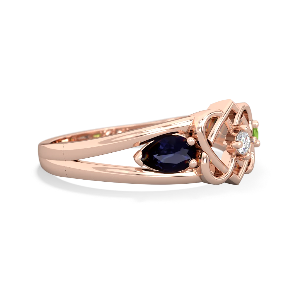 Sapphire Hearts Intertwined 14K Rose Gold ring R5880