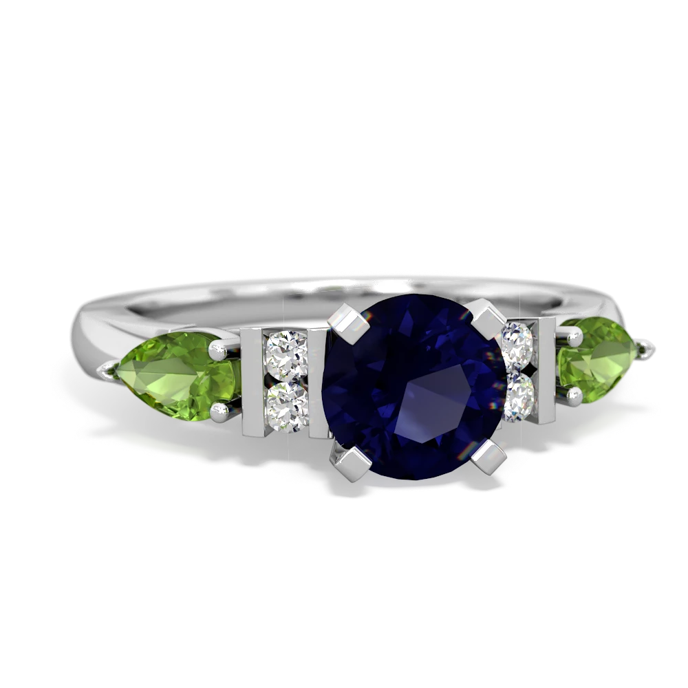 Sapphire 6Mm Round Eternal Embrace Engagement 14K White Gold ring R2005