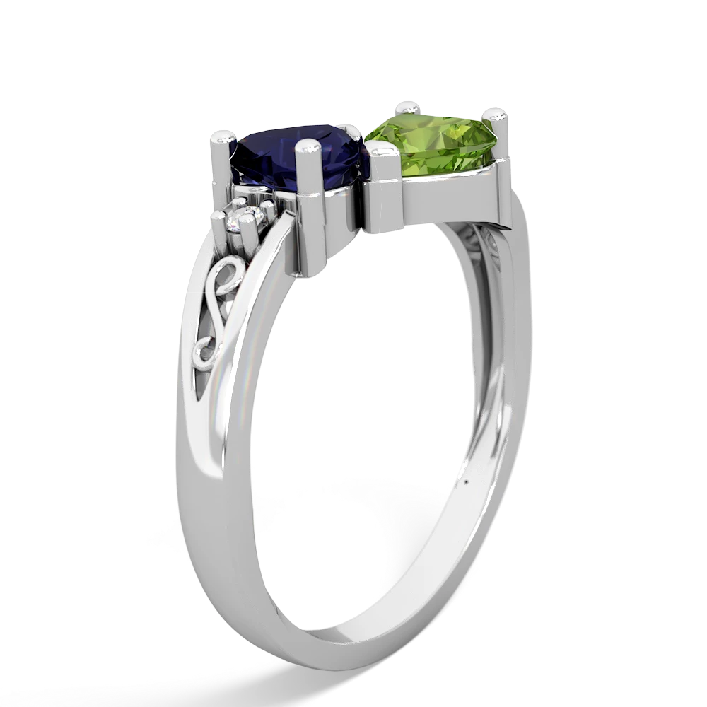 Sapphire Snuggling Hearts 14K White Gold ring R2178