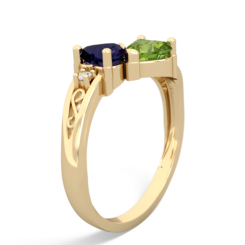 Sapphire Snuggling Hearts 14K Yellow Gold ring R2178