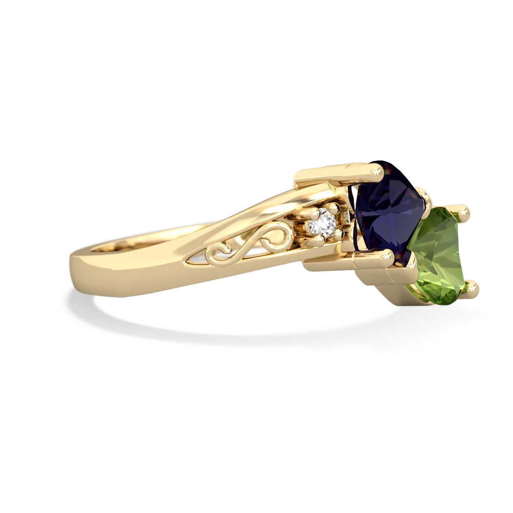 Sapphire Snuggling Hearts 14K Yellow Gold ring R2178