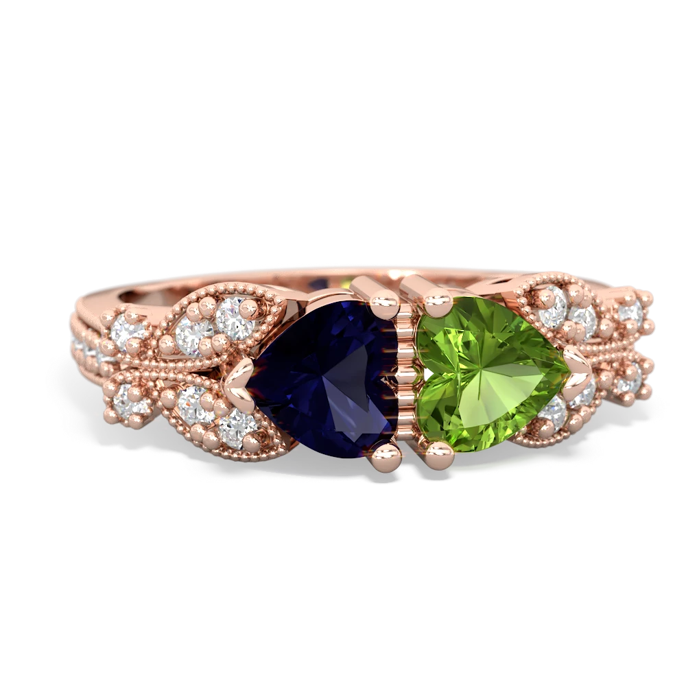 Sapphire Diamond Butterflies 14K Rose Gold ring R5601