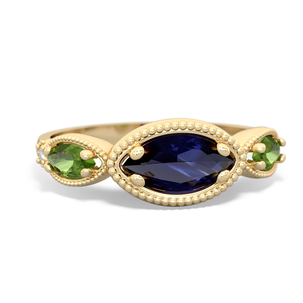 Sapphire Milgrain Marquise 14K Yellow Gold ring R5700