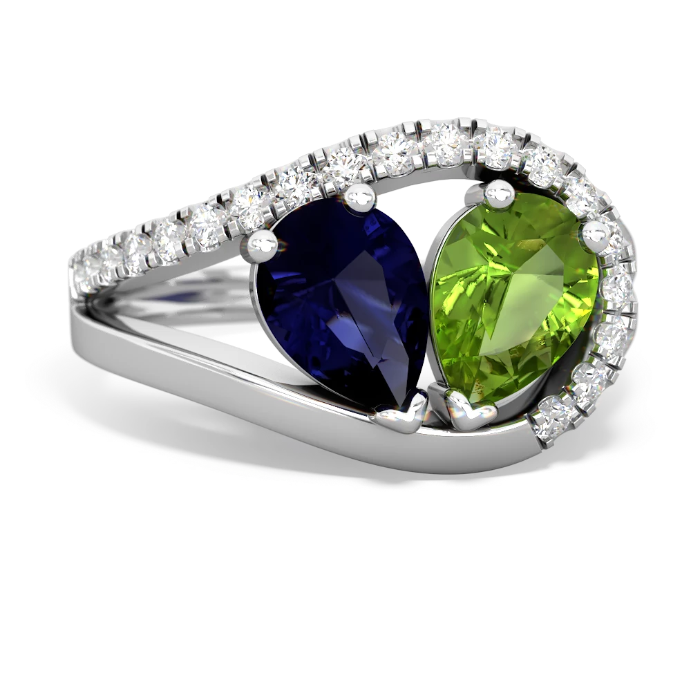 Sapphire Nestled Heart Keepsake 14K White Gold ring R5650